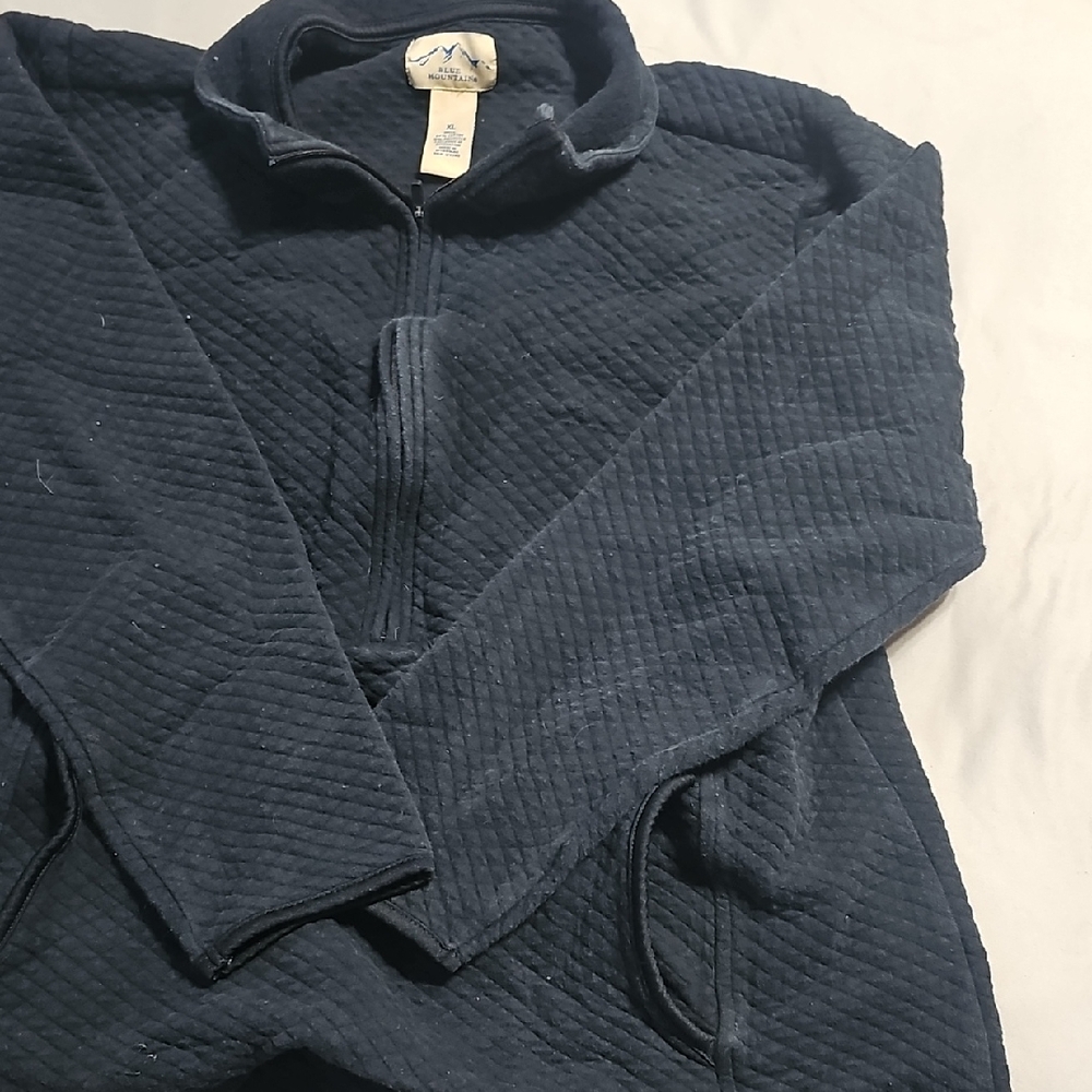 Men's Quilted Zip-Up Sweater - Midnight Blue